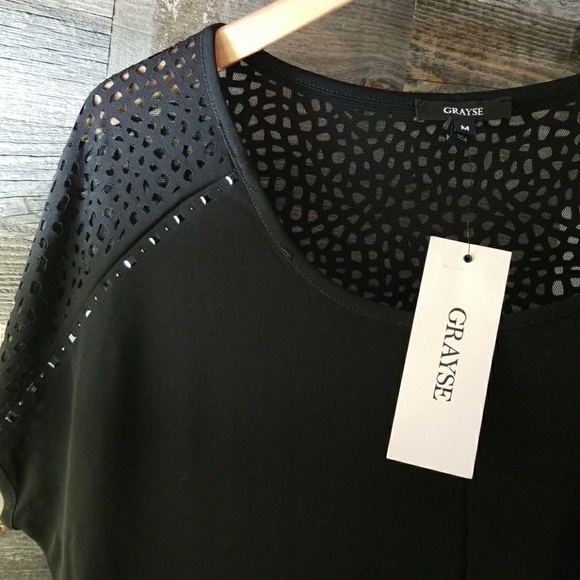 Grayse Black Laser Cut Detail Dress - Picture 2 of 8